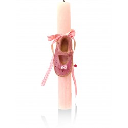 Candle with wooden ballet shoe
