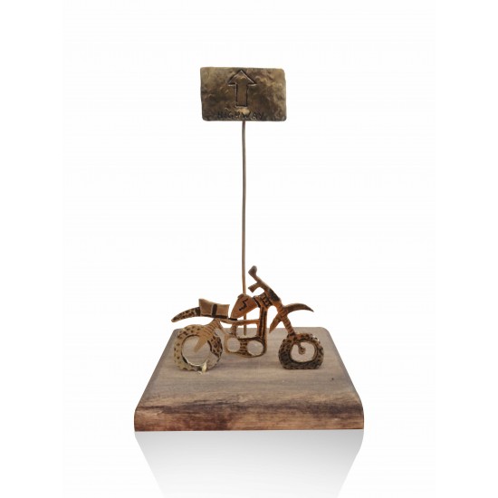 Brass table on wood - Motocross 