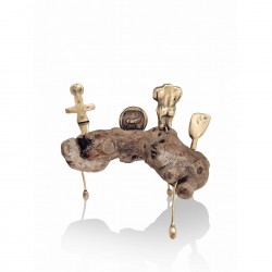 Sea wood & brass figurine - Archaic 