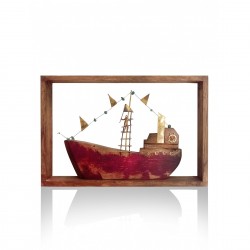 Decorative frame with brass  - Ship b '