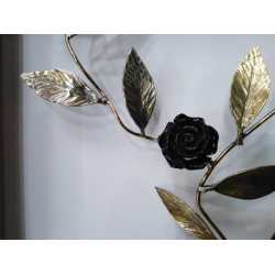 Επιτοιχιο ξύλινο κάδρο με ορείχαλκο - μαύρα τριαντάφυλλα 