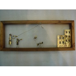 Decorative frame with bronze - Kite in the city 