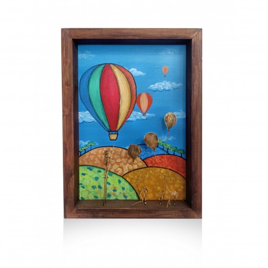 Διακοσμητικό κάδρο ζωγραφικής με μπρούντζο - Τα αερόστατα 