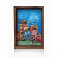 Decorative wall painting frame with bronze - Corfu 