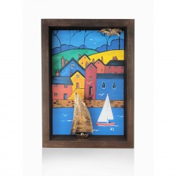 Decorative wall painting frame with bronze - The island 