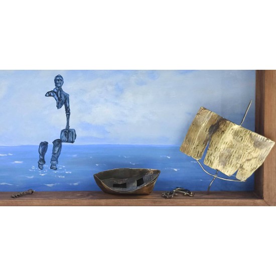 Decorative painting frame with brass - Shipwreck 