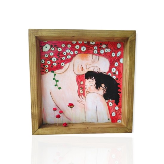Decorative painting frame with bronze - The mother (size: 30x30 cm.) 