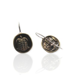 Bronze earrings with an ancient turtle coin. (size: 4X2 cm.) 