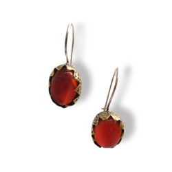 Bronze earrings - agate cornelian 