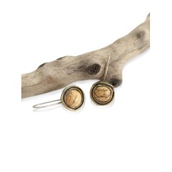 Bronze earrings - jasper stone