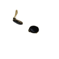 Brass clip earrings - black agate 