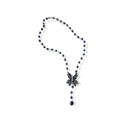 Silver necklace with lapis wire & butterfly 