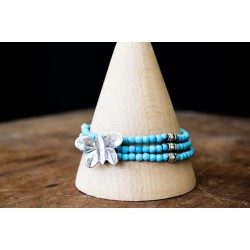 Silver butterfly & turquoise bracelet 