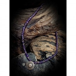 Necklace silver Hat with amethyst 6mm. 