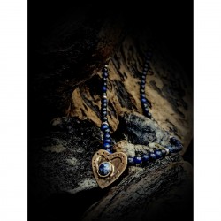 Silver heart necklace with lapis lazouli 