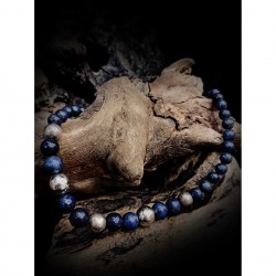 Silver necklace with lapis degraded 