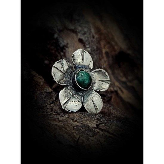 Large silver ring - daisy 