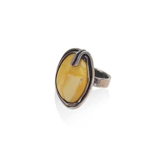 Δαχτυλίδι ασημένιο - Κεχριμπάρι βασιλικό