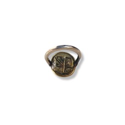 Silver ring with bronze coin - Drachm of Aegina, c. 404 BC.