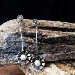  Silver earrings - wheel 