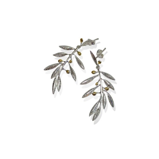 Earrings silver olive branch 