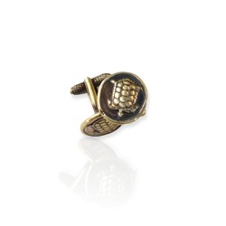 Brass cufflinks with ancient turtle coin