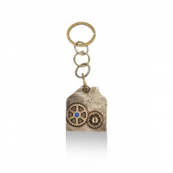 Alpaca and bronze key chain - with gears (size: 3.5X11) 