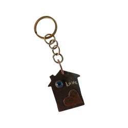 Alpaca and Bronze Heart Keychain (Size: 3.5X11cm) 