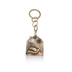Alpaca keychain with brass dove (size: 3x12 cm) 