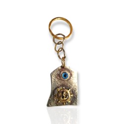 Alpaca keychain with brass steering wheel  