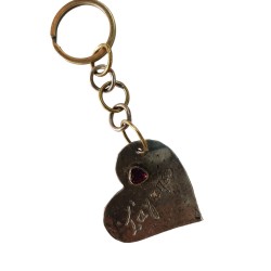 Keychain made of alpaca and bronze - zirconia heart (size: 3.5X11cm.) 