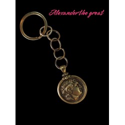 Alpaca and bronze keyring - Alexander coin (size: 3.5X11cm) 