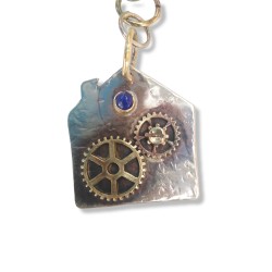 Alpaca and bronze key chain - with gears (size: 3.5X11) 